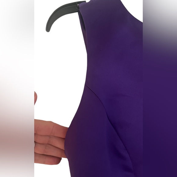NWT Kay Unger Fit & Flair Satin Sleeveless Open Back with Bow Purple Sz2 - Picture 9 of 16